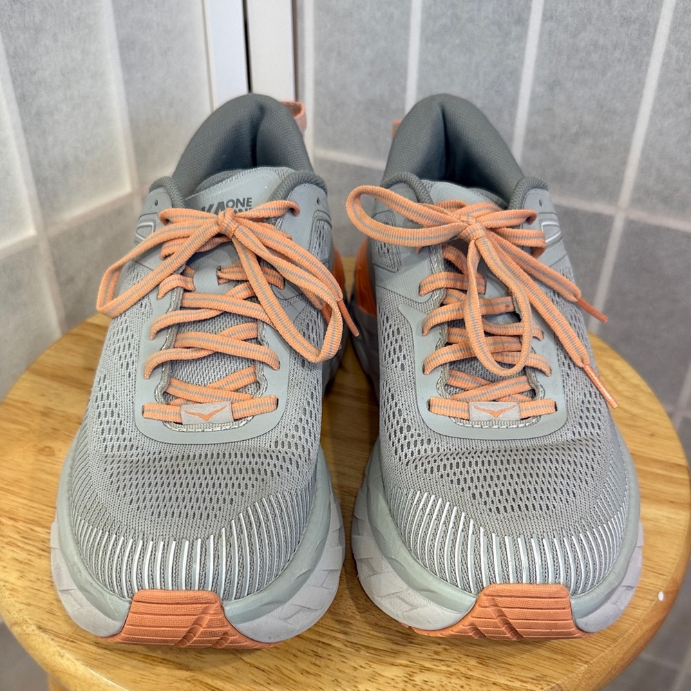 Hoka Bondi 7 Women's Running Shoes Size 8.5 Gray Harbor Mist/Sharkskin - Picture 2 of 9